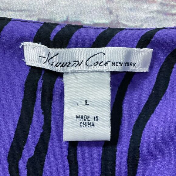 Kenneth Cole Womens Top size L Purple Black Pullover Drape V Neckline Stretch - Picture 4 of 10
